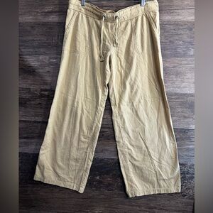 Lagaci Beige Linen Blend Drawstring Pants